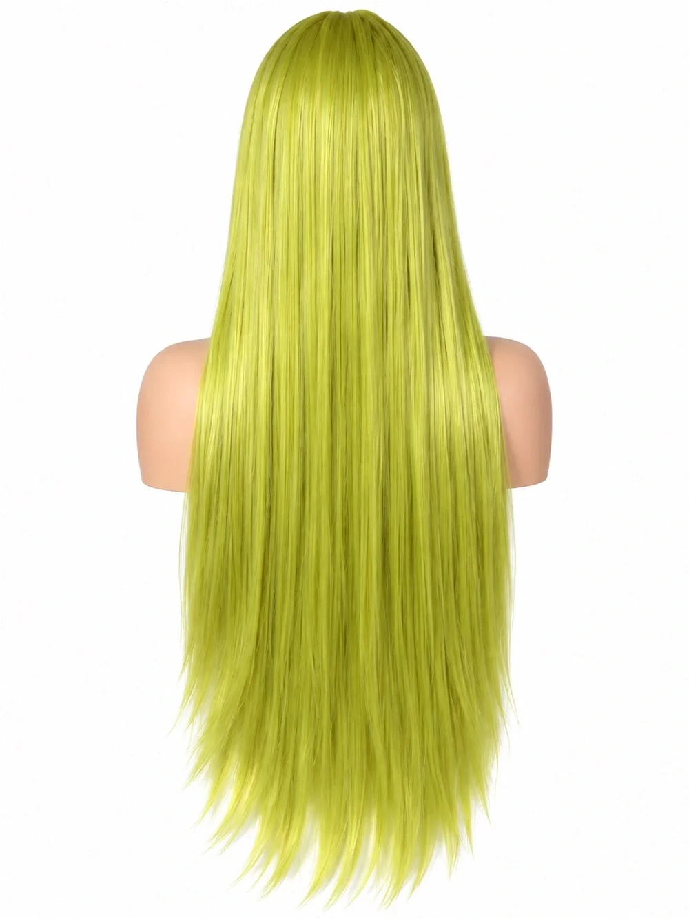 Long Straight Fringe Wig in Lime Green -28 inches long